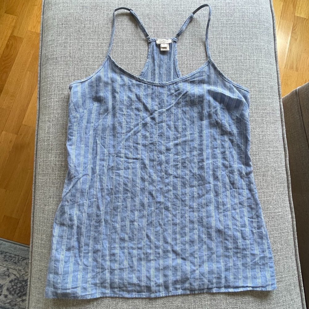 J. Crew Light Blue Tank Top with White Stripes